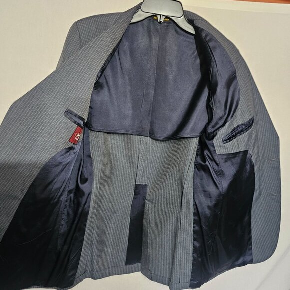 Mens Imperial By Haggar Gray Pinstripe Suit Jacket 2-Button Wool Blend - Picture 5 of 16